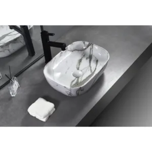 Lavamanos Cerámico Ovalado Estilo Mármol Sensi Dacqua