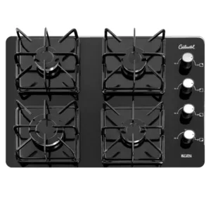 Estufa Continental Empotrable 4 Puestos Vidrio Templado Negro Gas Natural 60x45 cm 6323